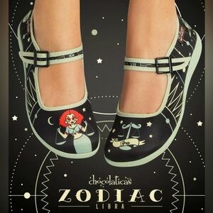 New Chocolaticas Libra Zodiac Astrology Flats Mary Janes‎ Quirky Whimsical Retro
